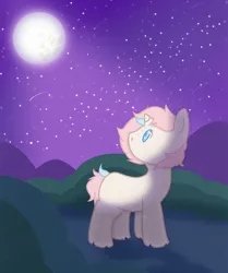 Size: 2250x2697 | Tagged: safe, artist:blissprism, derpibooru import, oc, oc:bubble bliss, unofficial characters only, pony, unicorn, bush, full moon, high res, horn, male, moon, night, night sky, scenery, sky, stars, vector, younger