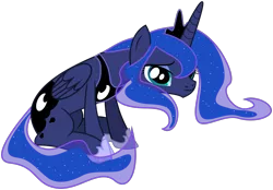 Size: 1097x764 | Tagged: safe, artist:byteslice, derpibooru import, princess luna, alicorn, pony, a royal problem, .svg available, 3:, ashamed, beautiful, crown, ethereal mane, female, frown, guilty, hoof shoes, jewelry, lidded eyes, looking at you, mare, regalia, sad, simple background, sitting, solo, starry mane, starry tail, svg, transparent background, upset, vector