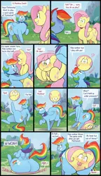Size: 1280x2222 | Tagged: suggestive, artist:secretgoombaman12345, derpibooru import, fluttershy, rainbow dash, pegasus, pony, abuse, ball, blushing, bouncing, butt, cartoon physics, comic, derp face, exclamation point, eyes closed, female, flattened, flutterball, flutterbuse, flutterseat, grin, inanimate tf, interrobang, kicking, mare, ponies balancing stuff on their nose, question mark, rainbutt dash, smiling, swirly eyes, tongue out, transformation, wavy mouth, x eyes