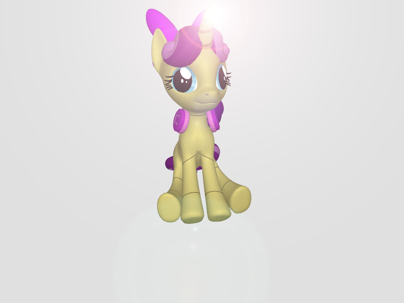 Size: 1200x900 | Tagged: safe, artist:felzin, derpibooru import, oc, oc:felzin, pony, unicorn, 3d, 3d model, bow, female, headphones, lens flare