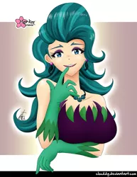 Size: 1005x1300 | Tagged: safe, alternate version, artist:clouddg, derpibooru import, juniper montage, human, equestria girls, mirror magic, spoiler:eqg specials, breasts, busty juniper montage, clothes, ear piercing, earring, gloves, human coloration, jewelry, juniper monstar, looking at you, piercing