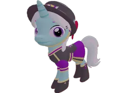 Size: 984x720 | Tagged: safe, artist:topsangtheman, derpibooru import, cornetta, pony, unicorn, 3d, clothes, hat, looking at you, simple background, solo, source filmmaker, staring into your soul, transparent background, uniform
