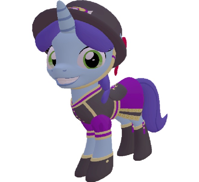 Size: 789x720 | Tagged: safe, artist:topsangtheman, derpibooru import, spring rain, pony, unicorn, 3d, clothes, grin, hat, looking at you, simple background, smiling, solo, source filmmaker, transparent background, uniform