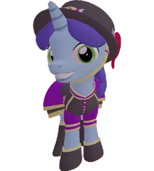 Size: 651x720 | Tagged: safe, artist:topsangtheman, derpibooru import, spring rain, pony, unicorn, 3d, clothes, grin, hat, looking at you, simple background, smiling, solo, source filmmaker, staring into your soul, transparent background, uniform