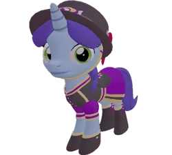 Size: 799x720 | Tagged: safe, artist:topsangtheman, derpibooru import, spring rain, pony, unicorn, 3d, clothes, hat, looking at you, simple background, solo, source filmmaker, transparent background, uniform