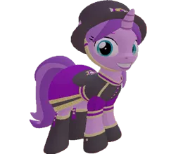 Size: 817x720 | Tagged: safe, artist:topsangtheman, derpibooru import, amethyst star, pony, unicorn, 3d, clothes, hat, looking at you, simple background, solo, source filmmaker, transparent background, uniform