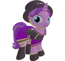 Size: 763x720 | Tagged: safe, artist:topsangtheman, derpibooru import, amethyst star, pony, unicorn, 3d, clothes, hat, looking at you, simple background, solo, source filmmaker, transparent background, uniform