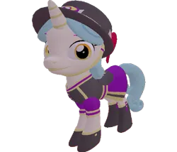 Size: 843x720 | Tagged: safe, artist:topsangtheman, derpibooru import, clarion call, pony, unicorn, 3d, background pony, clothes, female, hat, looking at you, mare, simple background, solo, source filmmaker, top hat, transparent background, uniform