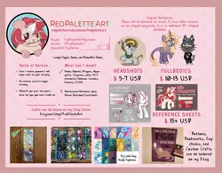Size: 1280x996 | Tagged: safe, artist:redpalette, derpibooru import, earth pony, pegasus, unicorn, advertisement, animal crossing, bookmark, commission, commission info, commission pricing, crafts, etsy, keychain, reference sheet