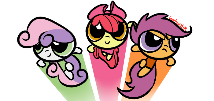 Size: 700x330 | Tagged: apple bloom, artist:irontwistfim, crossover, cute, cutie mark crusaders, derpibooru import, female, powerpuffified, safe, scootaloo, simple background, sweetie belle, the powerpuff girls, transparent background