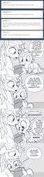 Size: 896x3579 | Tagged: safe, artist:mamatwilightsparkle, derpibooru import, shining armor, spike, dragon, pony, unicorn, baby, baby spike, comic, comic book, crying, diaper, implied rockhoof, monochrome, reading, snuggling, tumblr, younger