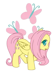 Size: 550x750 | Tagged: safe, artist:assechan, derpibooru import, fluttershy, pegasus, pony, blushing, cute, cutie mark background, female, looking at you, mare, no pupils, open mouth, profile, shyabetes, simple background, solo, transparent background