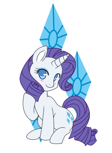 Size: 550x750 | Tagged: safe, artist:assechan, derpibooru import, rarity, pony, unicorn, blushing, cute, cutie mark background, female, looking at you, mare, no pupils, raribetes, simple background, sitting, solo, transparent background