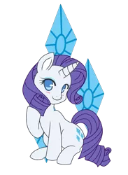 Size: 550x750 | Tagged: safe, artist:assechan, derpibooru import, rarity, pony, unicorn, blushing, cute, cutie mark background, female, looking at you, mare, no pupils, raribetes, simple background, sitting, solo, transparent background