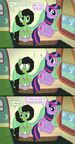 Size: 1408x2679 | Tagged: questionable, artist:craftycirclepony, derpibooru import, twilight sparkle, twilight sparkle (alicorn), oc, oc:anonfilly, alicorn, earth pony, adoranon, blushing, cheek fluff, chest fluff, clothes, comic, confused, cute, desperation, dialogue, diaper, diaper fetish, door, duo, ear fluff, embarrassed, exclamation point, female, fetish, filly, friendship express, frown, happy, image, leg twitch, looking away, looking down, need to pee, nervous, omorashi, onomatopoeia, open mouth, peed diaper, peeing in diaper, pissing, png, potty emergency, potty time, pullup (diaper), question mark, shocked, sitting, skirt, smiling, speech bubble, surprised, train, twitching, underhoof, upskirt, urine, wet diaper, wetness indicator, window