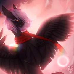 Size: 4000x4000 | Tagged: safe, artist:lastaimin, derpibooru import, oc, oc:cloudy night, pegasus, pony, absurd resolution, clothes, female, lens flare, mare, scarf, solo