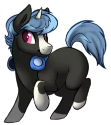 Size: 323x362 | Tagged: safe, artist:amiookamiwolf, derpibooru import, oc, oc:classic vinyl, unofficial characters only, pony, unicorn, blank flank, blaze (coat marking), colored horn, colt, headphones, horn, magical lesbian spawn, male, offspring, parent:octavia melody, parent:vinyl scratch, parents:scratchtavia, simple background, socks (coat marking), solo, transparent background