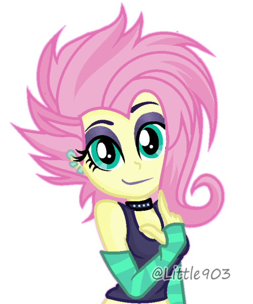Size: 663x799 | Tagged: safe, artist:little903, derpibooru import, fluttershy, equestria girls, equestria girls series, the road less scheduled, the road less scheduled: fluttershy, spoiler:eqg series (season 2), alternate hairstyle, base used, female, flutterpunk, simple background, solo, transparent background