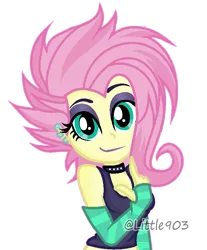 Size: 663x799 | Tagged: safe, artist:little903, derpibooru import, fluttershy, equestria girls, equestria girls series, the road less scheduled, the road less scheduled: fluttershy, spoiler:eqg series (season 2), alternate hairstyle, base used, female, flutterpunk, simple background, solo, transparent background
