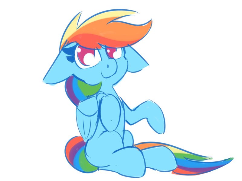 Size: 1600x1200 | Tagged: safe, artist:nevaylin, derpibooru import, rainbow dash, pegasus, pony, cute, dashabetes, female, floppy ears, looking at you, mare, no pupils, simple background, sitting, solo, white background