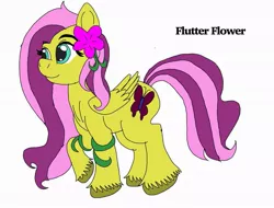 Size: 1025x780 | Tagged: artist:wolfspiritclan, derpibooru import, female, flower, flower in hair, mare, next generation, oc, oc:flutter flower, offspring, parent:big macintosh, parent:fluttershy, parents:fluttermac, pegasus, safe, simple background, solo, unshorn fetlocks, white background