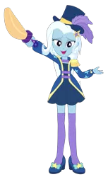 Size: 1409x2300 | Tagged: safe, artist:ponyalfonso, derpibooru import, trixie, equestria girls, equestria girls series, street magic with trixie, spoiler:eqg series (season 2), clothes, dress, female, hat, looking at you, magician outfit, open mouth, request, simple background, solo, sword, transparent background, vector, weapon