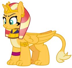 Size: 1024x967 | Tagged: artist:emeraldblast63, daring done?, derpibooru import, pale belly, safe, simple background, solo, species swap, sphinx, sphinxified, sunset shimmer, transparent background