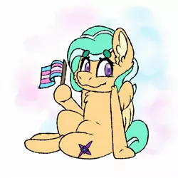 Size: 2048x2048 | Tagged: safe, artist:victorydanceofficial, derpibooru import, oc, oc:mango foalix, pegasus, pony, cute, pride, pride flag, solo, trans flag, trans pride, transgender, transgender pride flag