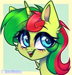 Size: 1257x1302 | Tagged: safe, artist:_spacemonkeyz_, derpibooru import, oc, oc:hungry flower, pony, unicorn, bust, female, mare, portrait, solo