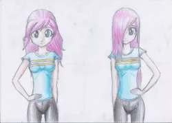 Size: 2895x2072 | Tagged: artist:hanaatori, derpibooru import, duality, hair over one eye, human, humanized, pinkamena diane pie, pinkie pie, safe, traditional art