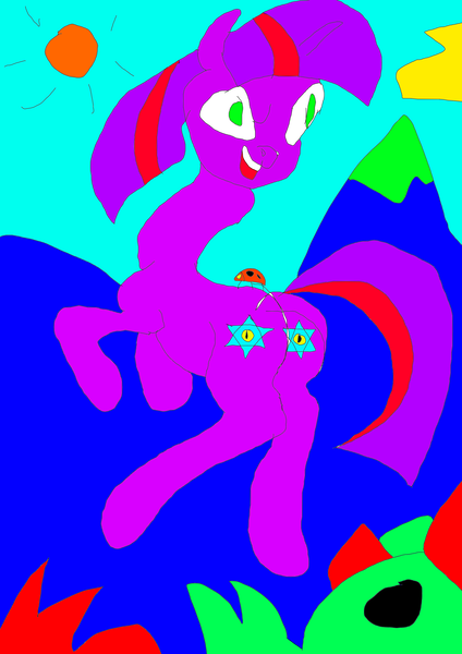 Size: 2894x4093 | Tagged: artist needed, safe, derpibooru import, twilight sparkle, insect, ladybug, unicorn, 1000 hours in ms paint, animated, illuminati, seizure warning, simple background, solo, star of david