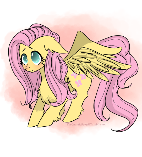 Size: 1280x1416 | Tagged: safe, artist:thechaoticboop, derpibooru import, fluttershy, pegasus, pony, chest fluff, cute, ear fluff, female, floppy ears, leg fluff, mare, shyabetes, solo