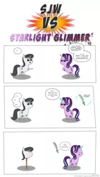 Size: 1786x3165 | Tagged: semi-grimdark, artist:perfectblue97, derpibooru import, starlight glimmer, oc, earth pony, pony, unicorn, blood, comic, crying, dead, death, decapitated, execution, eyes closed, female, feminazi, grimderp, gulaged, machete, mare, murder, not octavia, severed head, sociopath