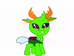 Size: 1000x750 | Tagged: artist:whistle blossom, changedling, changeling, cute, derpibooru import, digital art, grin, king thorax, looking at you, male, my little pony: pony life, obtrusive watermark, safe, simple background, smiling, smiling at you, standing, thorabetes, thorax, watermark, white background