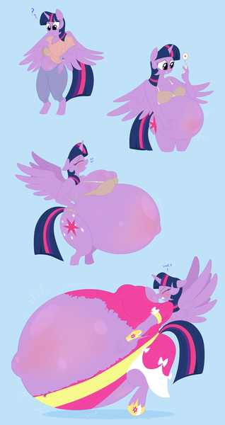 Size: 1890x3570 | Tagged: questionable, artist:necrofeline, derpibooru import, twilight sparkle, twilight sparkle (alicorn), alicorn, anthro, unicorn, series:twipreg, belly, belly blush, belly button, belly expansion, big belly, big breasts, bra, breast expansion, breasts, busty twilight sparkle, clothes, female, growth, huge belly, hyper, hyper belly, hyper pregnancy, impossibly large belly, outie belly button, preglight sparkle, pregnancy test, pregnant, pregnant expansion, sequence, spread wings, underwear, wardrobe malfunction, wings
