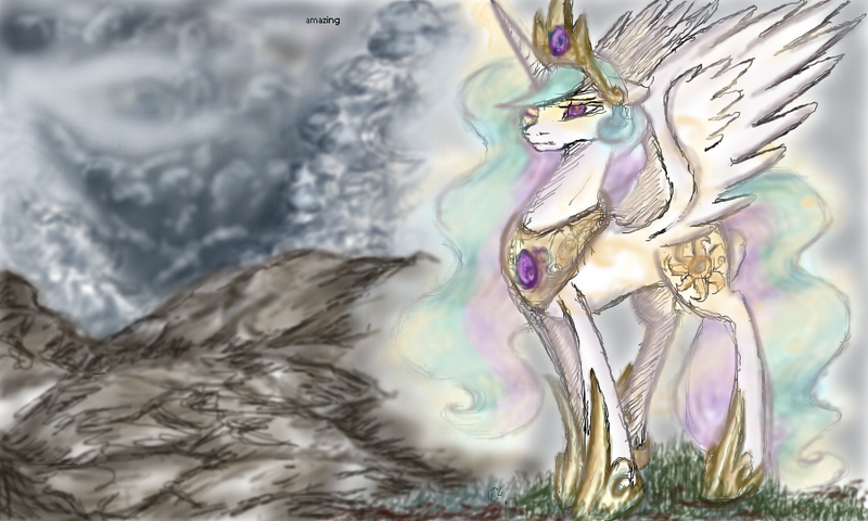 Size: 900x540 | Tagged: alicorn, artist:remains, derpibooru import, princess celestia, safe, traditional art