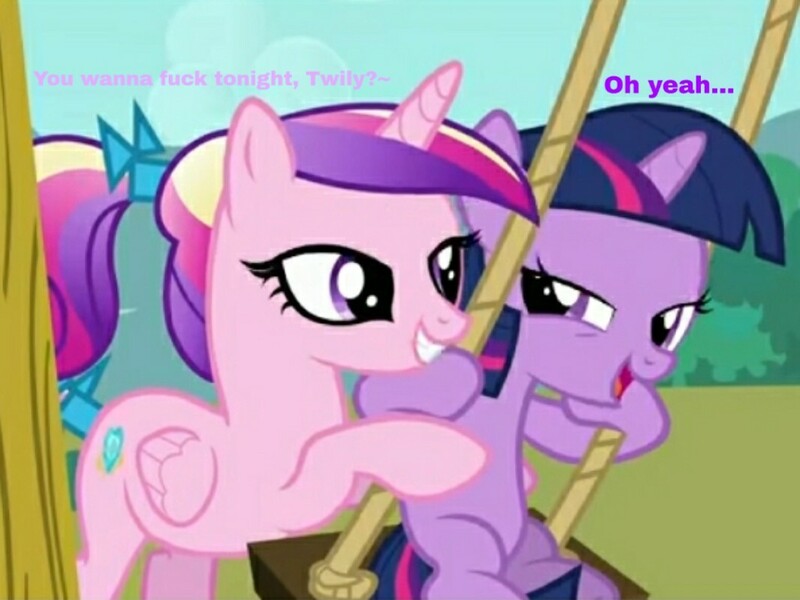 Size: 1066x800 | Tagged: suggestive, derpibooru import, edit, edited screencap, screencap, princess cadance, princess celestia, twilight sparkle, alicorn, unicorn, a canterlot wedding, caption, cropped, female, filly, filly twilight sparkle, image macro, implied foalcon, implied sex, lesbian, lidded eyes, shipping, teen princess cadance, text, twidance, younger