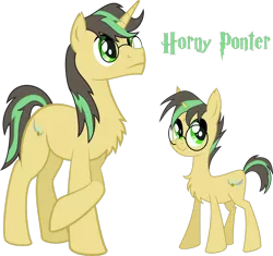 Size: 1280x1205 | Tagged: safe, artist:inersdraco, derpibooru import, ponified, pony, unicorn, chest fluff, colt, duo, glasses, harry potter, harry potter (series), male, self ponidox, simple background, stallion, text, transparent background, vector