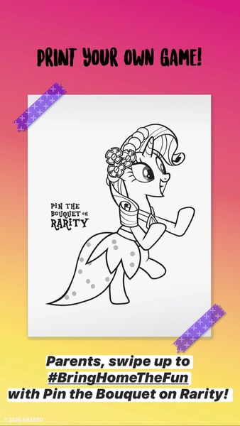 Size: 1080x1920 | Tagged: safe, derpibooru import, official, rarity, pony, unicorn, bringhomethefun, clothes, coloring page, coronavirus, covid-19, dress, instagram story, solo, text