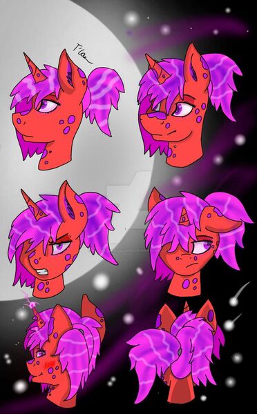 Size: 1024x1650 | Tagged: safe, artist:pegasussircollings, derpibooru import, oc, pony, unicorn, comet aura, female, mare, moon, my little pony, space, stars