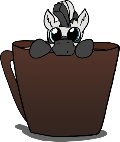 Size: 412x490 | Tagged: safe, artist:capt-sierrasparx, derpibooru import, oc, oc:zb, unofficial characters only, zebra, coffee, coffee cup, coffee mug, cup, cup of pony, digital art, image, male, micro, mug, png, simple background, solo, stallion, transparent background