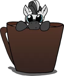 Size: 412x490 | Tagged: safe, artist:capt-sierrasparx, derpibooru import, oc, oc:zb, unofficial characters only, zebra, coffee, coffee cup, coffee mug, cup, cup of pony, digital art, image, male, micro, mug, png, simple background, solo, stallion, transparent background