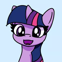 Size: 4000x4000 | Tagged: safe, artist:anderdragon76, derpibooru import, twilight sparkle, pony, absurd resolution, blue background, bust, cute, female, looking at you, mare, open mouth, portrait, simple background, solo, twiabetes