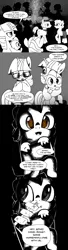 Size: 896x3304 | Tagged: safe, artist:mamatwilightsparkle, derpibooru import, igneous rock pie, moondancer, spike, twilight sparkle, dragon, pony, unicorn, baby, baby spike, campfire, comic, food, mama twilight, mama twilight sparkle, marshmallow, monochrome, tumblr, younger