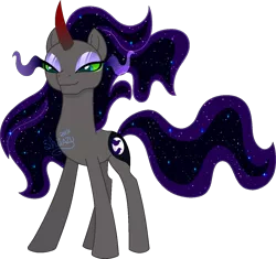 Size: 1296x1217 | Tagged: safe, artist:katsuforov-chan, artist:shiiazu, derpibooru import, oc, oc:somber moon, unofficial characters only, pony, unicorn, female, mare, offspring, parent:king sombra, parent:nightmare moon, parents:sombramoon, simple background, solo, sombra eyes, transparent background