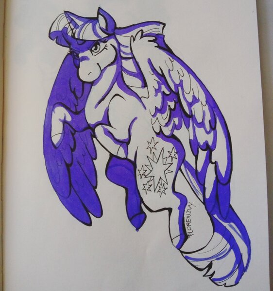 Size: 1919x2048 | Tagged: safe, artist:wishfulflora, derpibooru import, twilight sparkle, twilight sparkle (alicorn), alicorn, pony, inktober, inktober 2018, photo, solo, traditional art