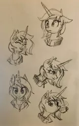 Size: 2230x3575 | Tagged: safe, artist:willoillo, derpibooru import, oc, oc:lavender hex, unofficial characters only, pony, unicorn, cup, female, mare, monochrome, sketch, solo, traditional art