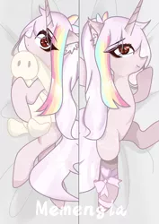 Size: 2103x2971 | Tagged: safe, artist:memengla, derpibooru import, oc, oc:memengla, pony, unicorn, bed sheets, body pillow, female