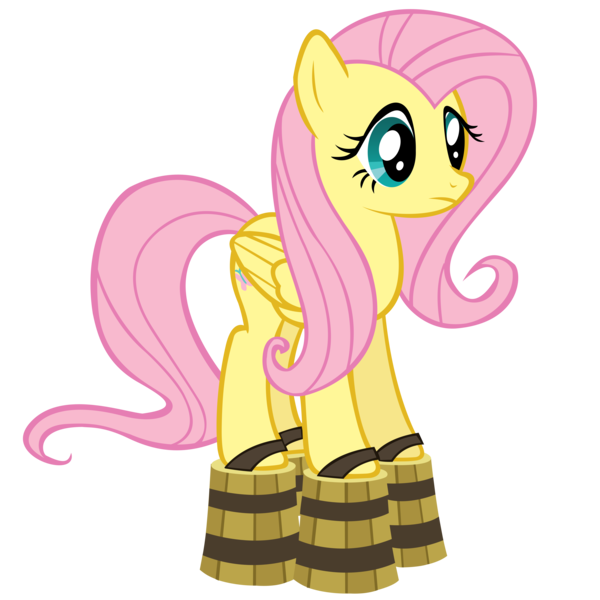 Size: 6000x6000 | Tagged: safe, artist:coolez, derpibooru import, fluttershy, pegasus, pony, spike at your service, absurd resolution, bucket sandals, female, hoof shoes, mare, simple background, solo, transparent background, vector