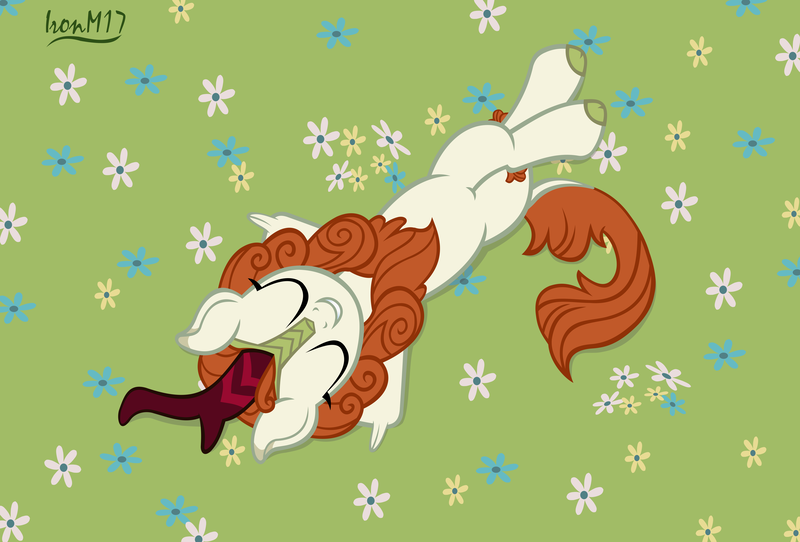 Size: 5316x3601 | Tagged: absurd resolution, arm behind head, artist:ironm17, autumn blaze, awwtumn blaze, cute, derpibooru import, eyes closed, flower, kirin, on back, safe, smiling, solo